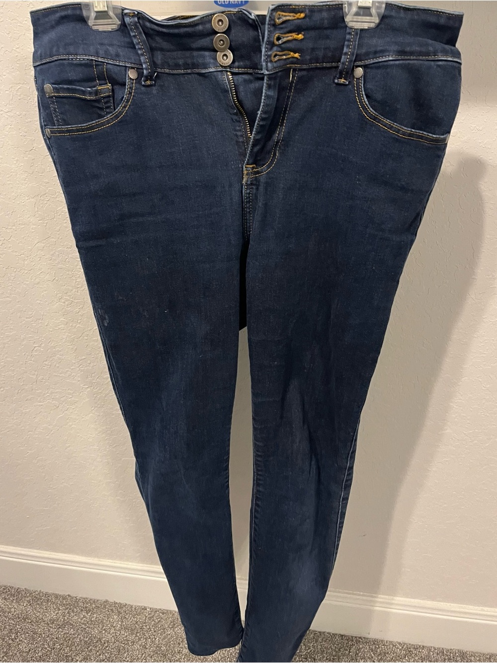 torrid Dark Blue Skinny Jeans with Triple Button Waist